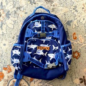 Pottery barn shark bag pack cooper monogram